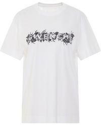 Givenchy - 4G Embroidered Logo Thistle T-Shirt, Short Sleeves, , 100% Cotton - Lyst