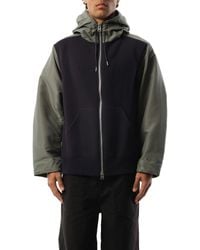 Sacai - X Balloon Nylon Twill X Sponge Sweat Hoodie, Long Sleeves, /Khaki, 100% Cotton - Lyst