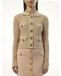 Balmain - 4 Pockets Buttoned Ribbed Knit Cardigan, 100% Polyester - Lyst