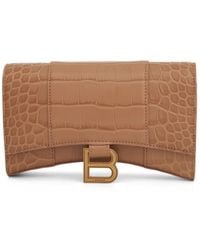 Balenciaga - Hourglass Embossed Croc Wallet On Chain, 100% Leather - Lyst