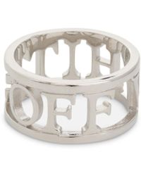Off-White C/O Virgil Abloh Logo-Debossed Silver-Toned Brass Ring