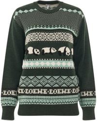 Loewe - 'Suna Fujita Panda Knit Sweater, Round Neck, Dark/Multicolour, 100% Wool, Size: Small - Lyst