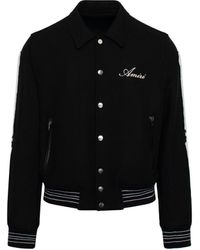 Amiri - Bones Varsity Jacket In Black Wool - Lyst