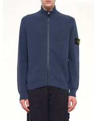 Stone Island - 5100126 Ribbed Cotton Zip-Up Cardigan - Lyst