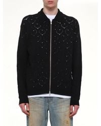 vowels - Eyelet Knitted Zip Up - Lyst