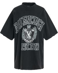 Balenciaga - Diy College Vintage T-Shirt, Short Sleeves, Washed/, 100% Cotton - Lyst