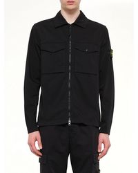 Stone Island - 1200010 Cotton Zip-Up Shirt - Lyst