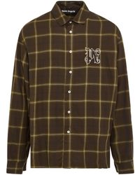 Palm Angels - Monogram Check Shirt, Long Sleeves, , 100% Polyester - Lyst