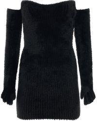 Off-White c/o Virgil Abloh - Off- Fuzzy Gloves Mini Dress, , 100% Polyamide - Lyst