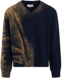Maison Margiela - V-Neck Knit Sweater, Long Sleeves, , 100% Wool, Size: Medium - Lyst