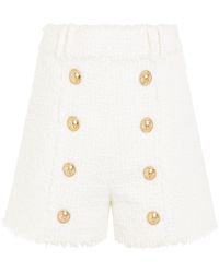 Balmain - High Waisted 8 Buttons Shorts, , 100% Cotton - Lyst