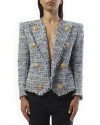 Balmain - Side To Side Tweed Spencer Jacket, 100% Cotton - Lyst