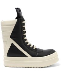 Rick Owens - Full Grain Leather Mega Geobasket Sneakers, 100% Leather - Lyst
