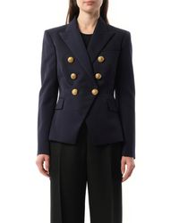 Balmain - 6 Btn Wool Jacket, Long Sleeves, 100% Virgin Wool - Lyst