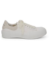 men's deck lace up plimsoll in black white