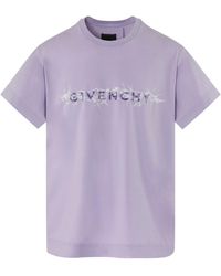 Givenchy Logo Barbed Wire Washed T-shirt In Lilac - Purple
