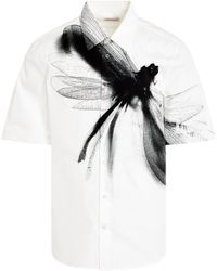 Alexander McQueen - Dragonfly Print Short-Sleeve Shirt, /, 100% Cotton - Lyst