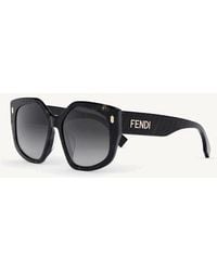 Fendi - Fe40017F Geometric Sunglasses With Gradient Smoke Lens - Lyst