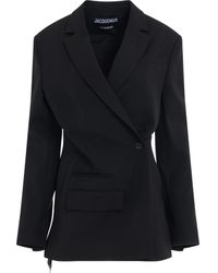 Jacquemus - Tibau Crossover Double Breasted Blazer, Long Sleeves, , 100% Wool - Lyst
