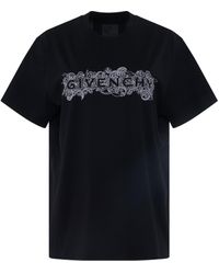 Givenchy - '4G Embroidered Logo Classic Fit T-Shirt, Round Neck, Short Sleeves, , 100% Cotton, Size: Small - Lyst