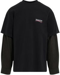 Balenciaga - Political Campaign Layered T-shirt In Washed Black/white/red - Lyst