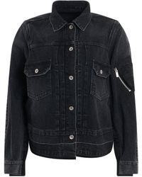 Sacai - Denim & Nylon Twill Jacket, Long Sleeves, , 100% Cotton - Lyst