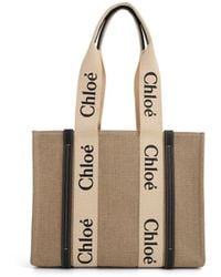 Chloé - Medium Woody Tote Bag, 100% Linen Canvas - Lyst