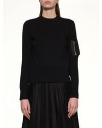 Sacai - Nylon Twill X Cotton Knit Pullover - Lyst