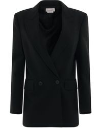 Alexander McQueen - Double Breasted Sartorial Wool Jacket, Long Sleeves, , 100% Wool - Lyst