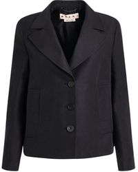 Marni - 3 Button Flared Jacket, Long Sleeves, , 100% Cotton - Lyst