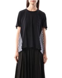 Sacai - X Cotton Poplin X Cotton Jersey T-Shirt, Short Sleeves, 100% Cotton - Lyst