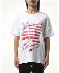 Balmain - 3 Btn Lipstick Print T-Shirt - Lyst