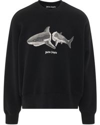 Palm Angels - Shark Crewneck Sweatshirt, Round Neck, Long Sleeves, /, 100% Cotton, Size: Medium - Lyst