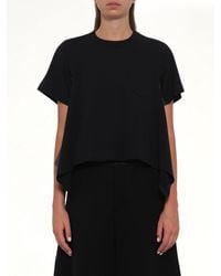Sacai - Light Weight Denim X Cotton Jersey T-Shirt - Lyst