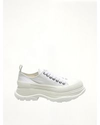 McQueen - Tread Slick Canvas Lace Up Shoes In White/white - Lyst