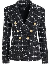 Balmain - 6 Button Double Breasted Tweed Jacket, Long Sleeves, //, 100% Cotton - Lyst