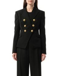 Balmain - 6 Btn Grain De Poudre Jacket, Long Sleeves, 100% Wool - Lyst