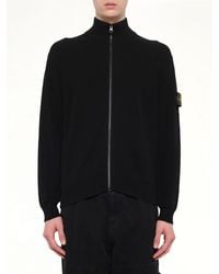 Stone Island - 5100126 Ribbed Cotton Zip-Up Cardigan - Lyst