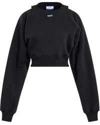 Off-White c/o Virgil Abloh - Off- Off Stamp Round Crop Sweatshirt, Long Sleeves, /, 100% Cotton - Lyst