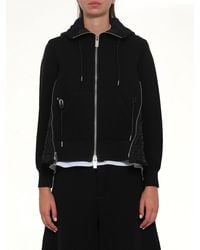 Sacai - Sponge Sweat X Nylon Twill Hoodie - Lyst