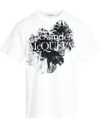Alexander McQueen - Floral Print T-Shirt, Short Sleeves, /, 100% Cotton - Lyst
