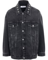 Off-White c/o Virgil Abloh - Off- Eyelet Denim Oversize Jacket Vintage, Long Sleeves, , 100% Cotton, Size: Large - Lyst