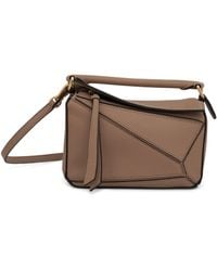 Loewe Small Puzzle Bag In Soft Grained Calfskin Leather In Dark Butter in  Natural