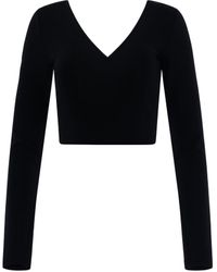 Givenchy - Long Sleeves Cropped V Neck Top - Lyst