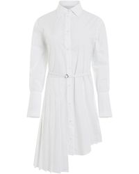 Off-White c/o Virgil Abloh - Off- Diagonal Plisse Shirt Dress, Long Sleeves, 100% Cotton - Lyst