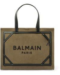 Balmain - B-Army Medium Canvas Shopper Bag, 100% Calfskin - Lyst