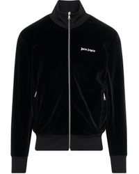 Palm Angels - 'Logo Printed Velvet Track Jacket, Long Sleeves, , 100% Cotton, Size: Small - Lyst