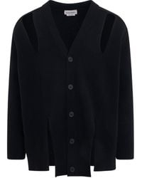 Alexander McQueen - Slashed Oversized Cardigan, Long Sleeves, , 100% Wool, Size: Medium - Lyst