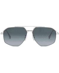 Fendi - Fe40062U Aviator Sunglasses With Smoke Polarised Lens - Lyst