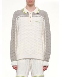 CASABLANCA - Tennis Boucle Long Sleeve Polo Shirt - Lyst